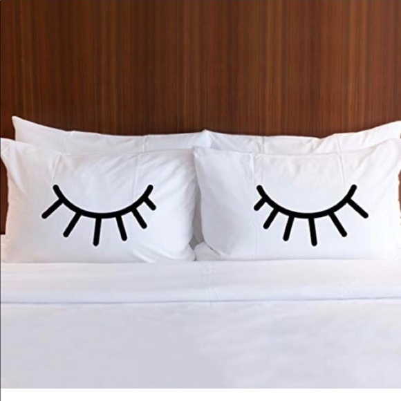 Other - 2 Eyelash Closed Eye White Pillow Cases
